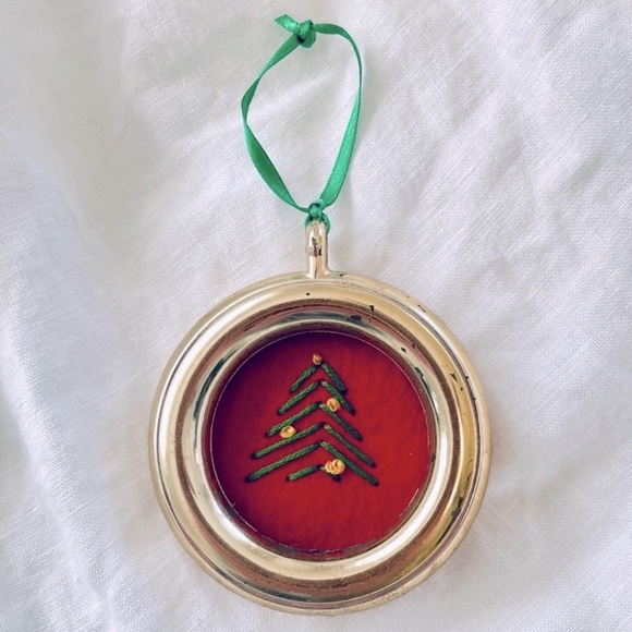 Round Framed Cross Stitch Christmas Ornament - Picture 4 of 12